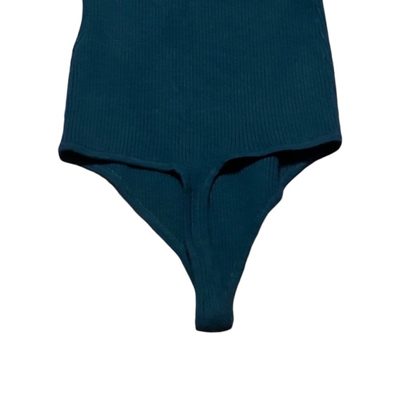 Abercrombie & Fitch dark green ribbed long sleeve corset bodysuit bodycon - Picture 8 of 11